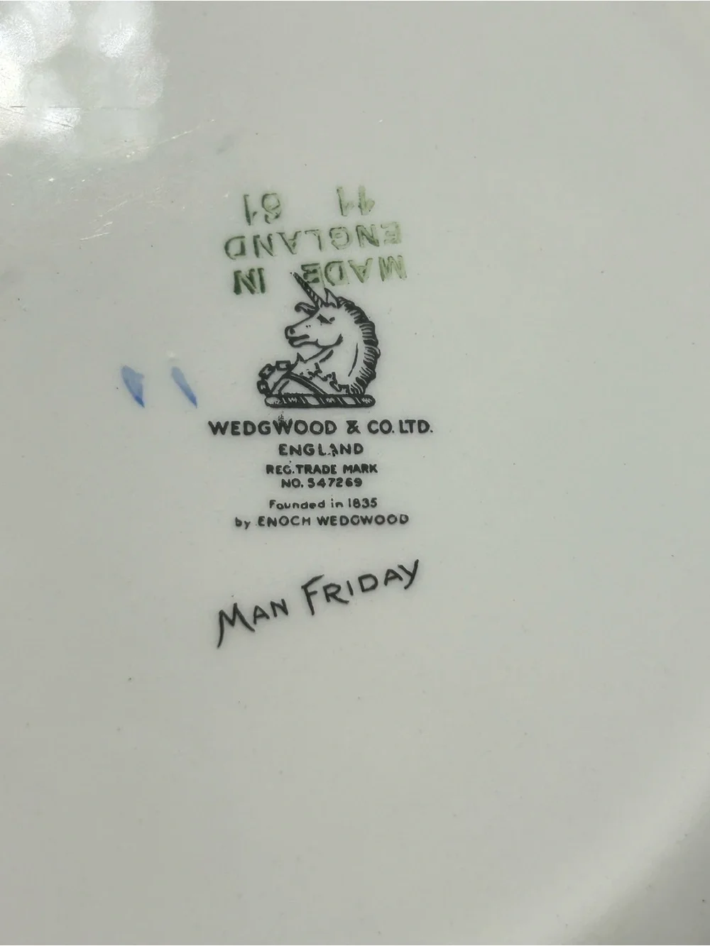Vintage Plate Wedgwood & Co Man Friday 8